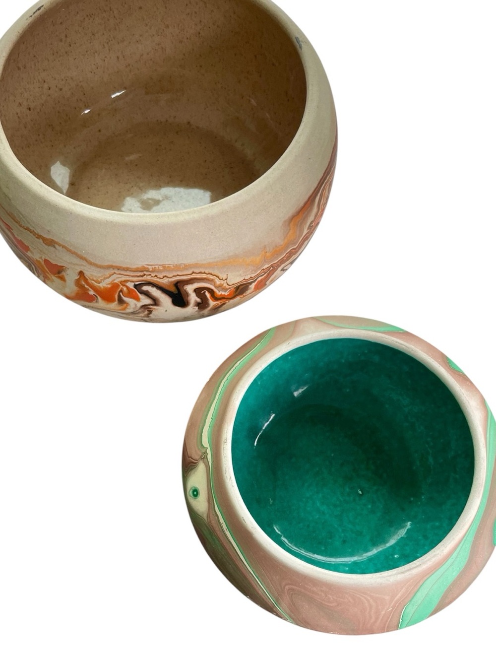 Set of 2 Nemadji Pottery bowls, 5 inch and 3 inch diameter - Picture 2 of 8